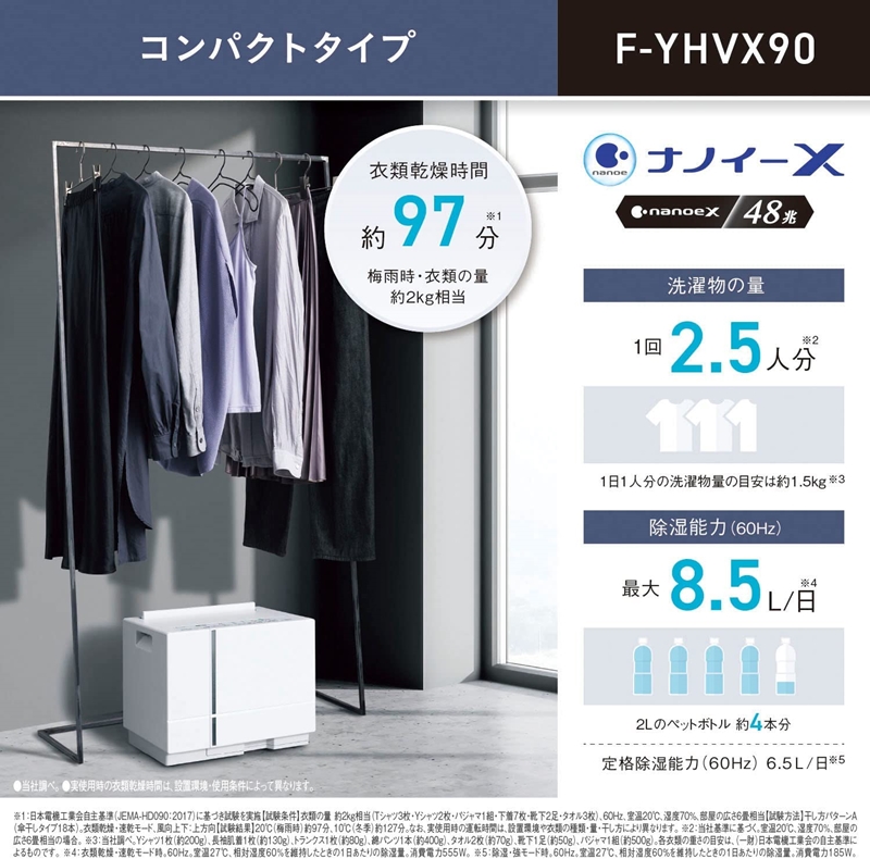 Panasonic F-YHVX90 低背型衣類乾燥除濕機 [8.5L/16坪]